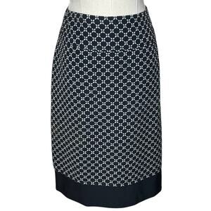 Ann Taylor Size 6 Black and White Circles Textured Pencil Skirt Office Modest